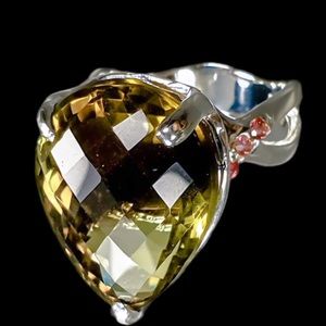 Genuine Rare Bi - Color Smokey Quartz Ring